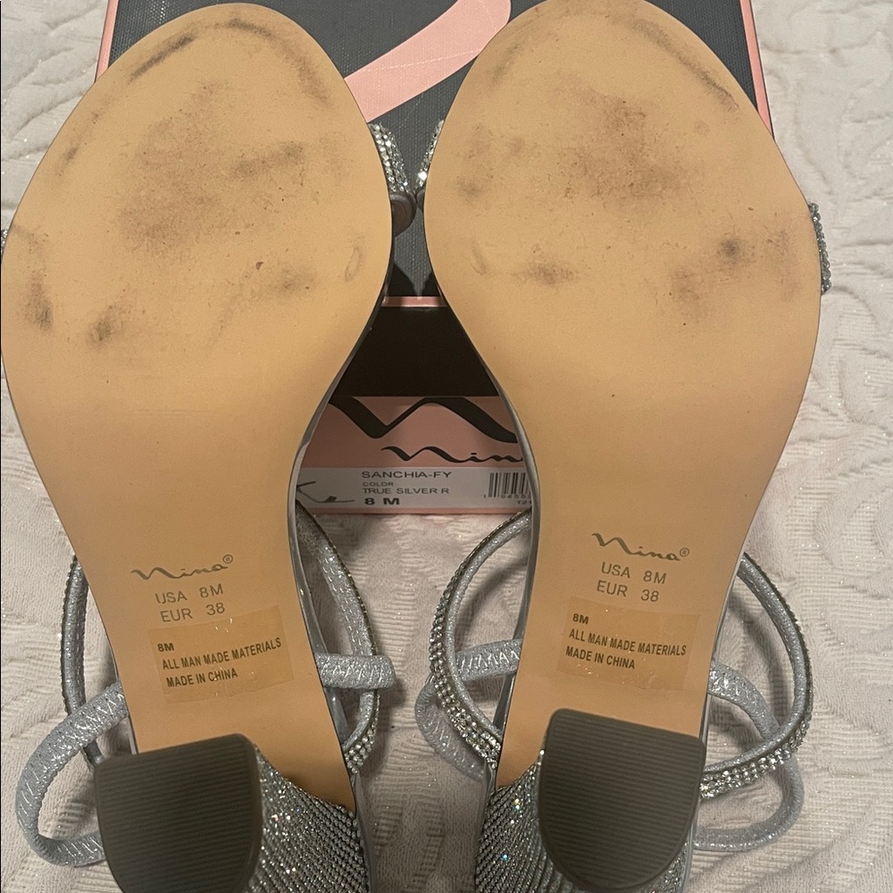 Nina Silver Rhinestone Heels - Picture 9 of 14